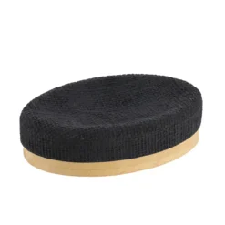 PORTE SAVON OVALE EFFET MAILLE ET BAMBOU NOIR