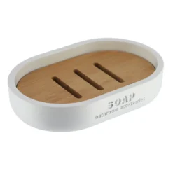 PORTE SAVON POLYRESINE BLANC BAMBOU