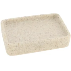PORTE SAVON POLYRESINE RECTANGULAIRE EFFET SABLE NATUREL