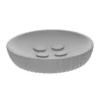 PORTE SAVON POLYRESINE ROND STRIEE GRIS CLAIR