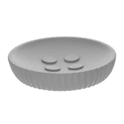 PORTE SAVON POLYRESINE ROND STRIEE GRIS CLAIR