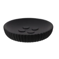 PORTE SAVON POLYRESINE ROND STRIEE NOIR