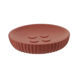 PORTE SAVON POLYRESINE ROND STRIE TERRACOTTA