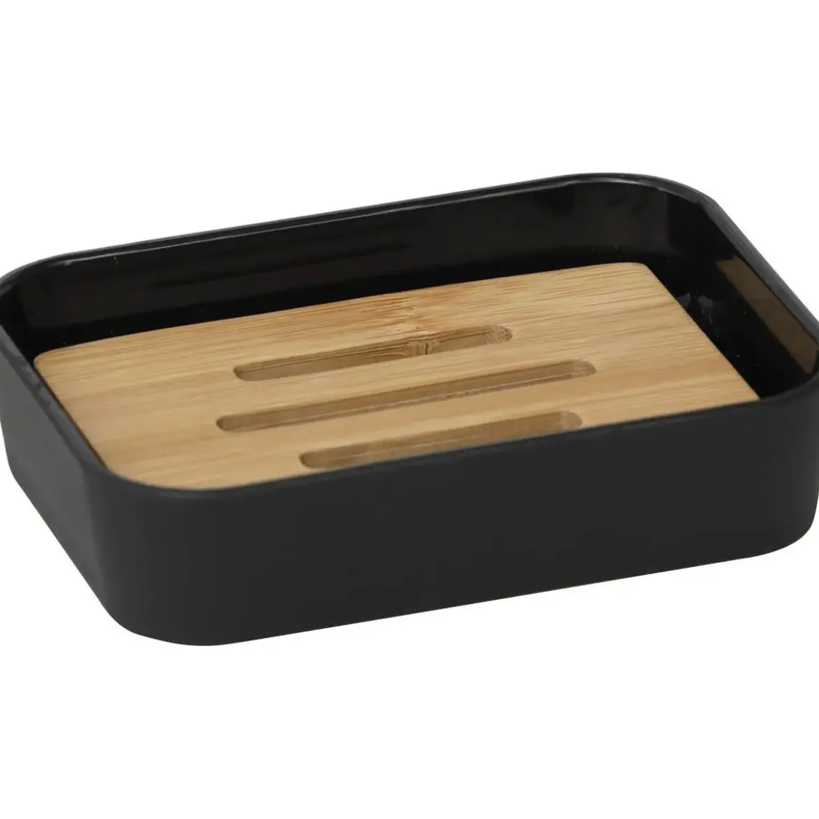 PORTE SAVON RUBBER ET ABS BAMBOU NOIR