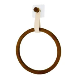 PORTE SERVIETTES BAMBOU LANIERE SIMILI CUIR BEIGE