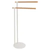 PORTE SERVIETTES METAL 2 BARRES BAMBOU BLANC
