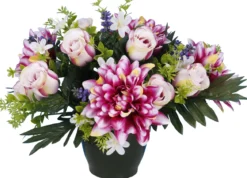 POT BOUTON ROSE DAHLIA H30CM ASSORTIS