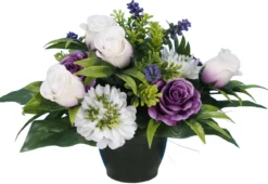 POT BOUTON ROSE ZINNIA LAVANDE