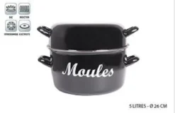 POT MOULES EMAIL  5L INTERIEUR 24CM  EXTERIEUR 26CM NOIR