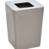 POUBELLE CARREE COUVERCLE CHROME TAUPE