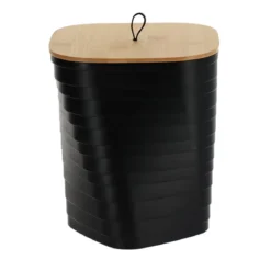 POUBELLE DESIGN MOYEN MODELE COUVERCLE BAMBOU NOIR