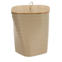 POUBELLE DESIGN COUVERCLE BAMBOU 6L BEIGE