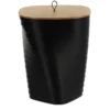 POUBELLE DESIGN GRAND MODELE COUVERCLE BAMBOU NOIR