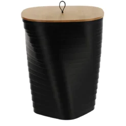POUBELLE DESIGN GRAND MODELE COUVERCLE BAMBOU NOIR