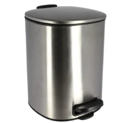 POUBELLE METAL CARREE 5L FREIN DE CHUTE A PEDALE CHROME