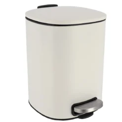 POUBELLE METAL CARRE 5L FREIN DE CHUTE A PEDALE BLANC