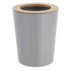POUBELLE METAL EVASEE COUVERCLE BAMBOU 5L GRIS CLAIR