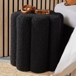 POUF CANNELE TEDDY 38X38X40CM CARAMEL MOKA
