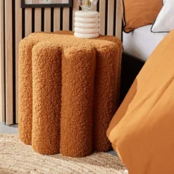 POUF CANNELE TEDDY 38X38X40CM REGLISSE MOKA