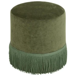 POUF CHENILLE ALANYA VERT KAKI D.37.5X37.8CM