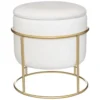POUF COFFRE VELOURS ELIANE IVOIRE