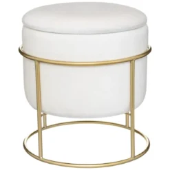POUF COFFRE VELOURS ELIANE IVOIRE