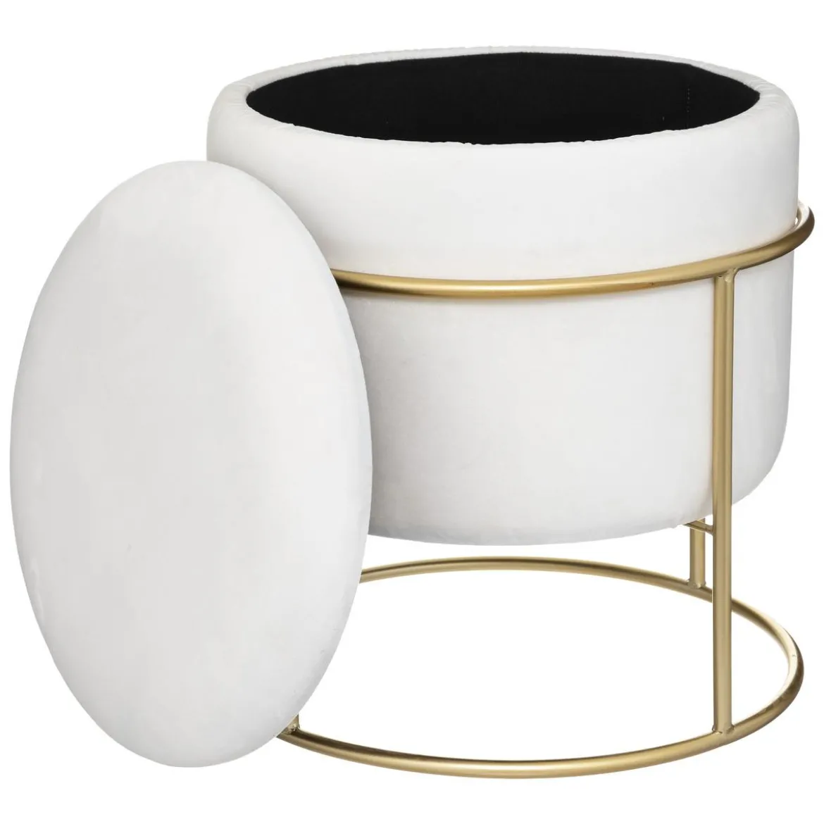 POUF COFFRE VELOURS ELIANE IVOIRE