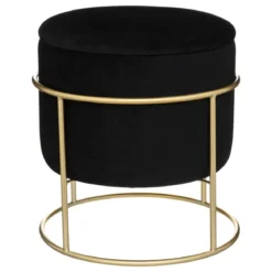 POUF COFFRE VELOURS ELIANE NOIR