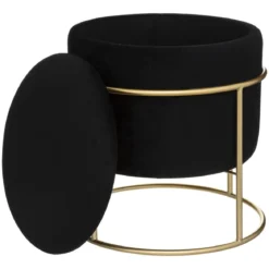 POUF COFFRE VELOURS ELIANE NOIR