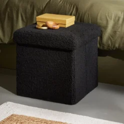 POUF CUBE TEDDY 38X38X38CM REGLISSE MATCHA