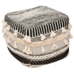 POUF 3D LUREX NOIR BEIGE D.45X45CM