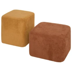 POUF 2 EN 1 DOKI AMBRE ET OCRE D.41X30X41CM