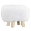POUF FAUSSE FOURRURE BLANCHE PIEDS 30X24CM