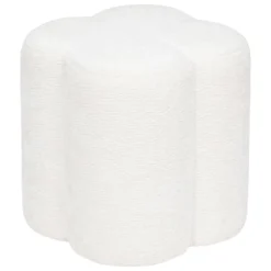 POUF FLEUR CHENILLE LAVON BLANC