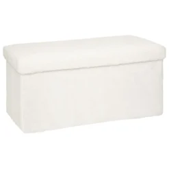 POUF PLIABLE DOUBLE FOURRURE EZZIO BLANC