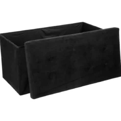 POUF PLIABLE DOUBLE VELOURS NOIR LYSANDRE
