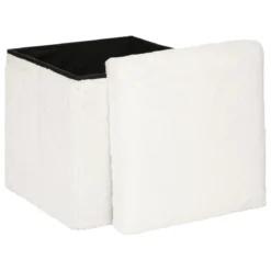 POUF PLIABLE FOURRURE EZZIO BLANC