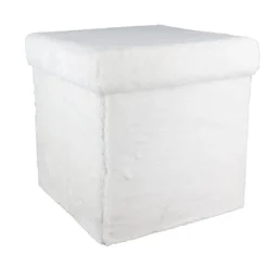 POUF PLIABLE IMITATION FOURRURE BLANC