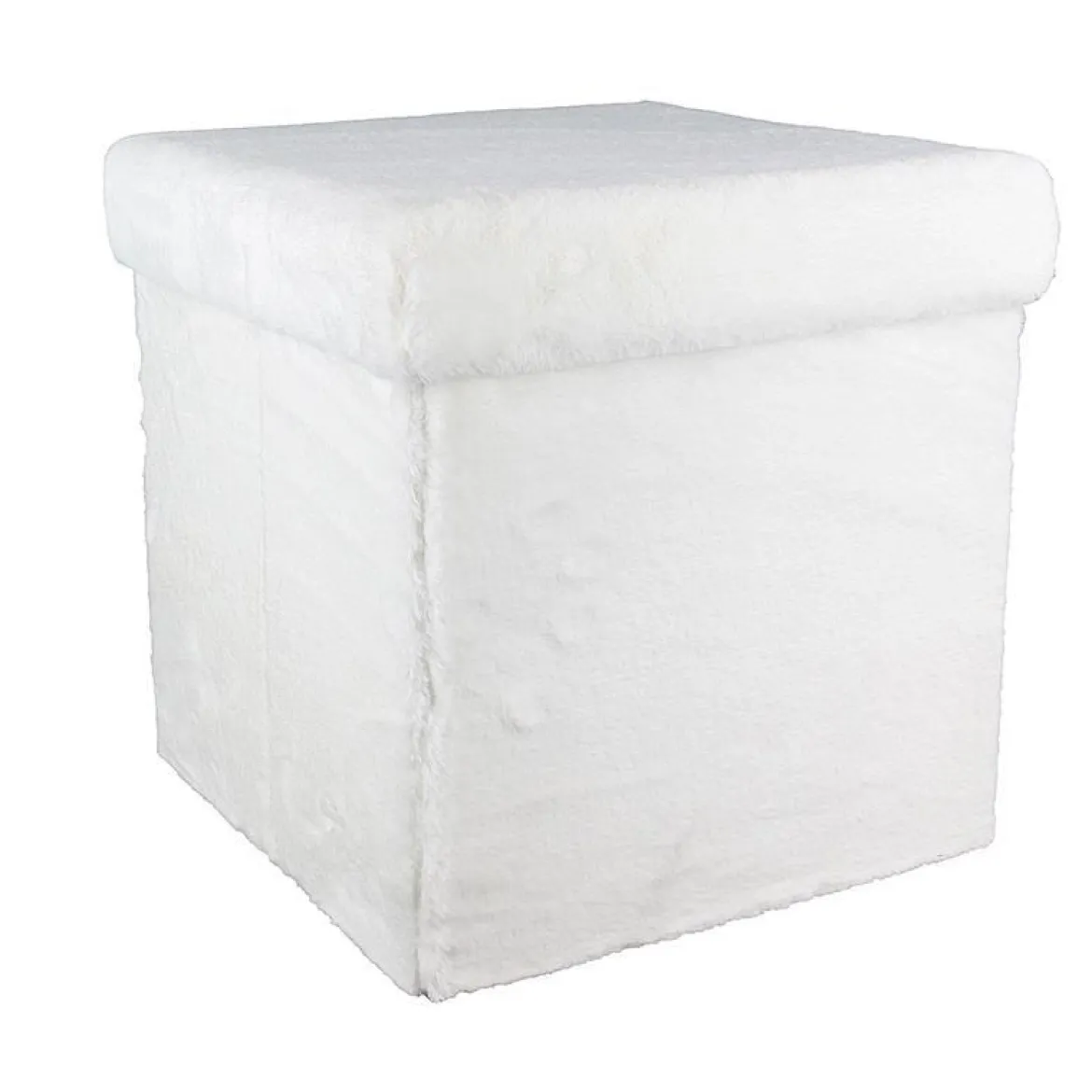 POUF PLIABLE IMITATION FOURRURE BLANC