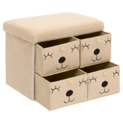 POUF PLIABLE 4 TIROIRS BOUCLETTE EZZIO