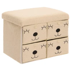 POUF PLIABLE 4 TIROIRS BOUCLETTE EZZIO
