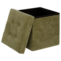 POUF PLIABLE VELOURS LYSANDRE KAKI