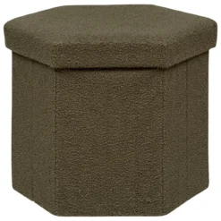 POUF PLIANT BOUCLETTE JAIKO KAKI D.40X38CM