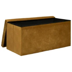 POUF PLIANT DOUBLE VELOURS LILOU OCRE D.76X38CM
