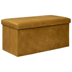 POUF PLIANT DOUBLE VELOURS LILOU OCRE D.76X38CM