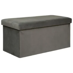 POUF PLIANT DOUBLE VELOURS LILOU GRIS D.76X38CM