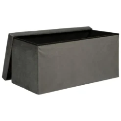 POUF PLIANT DOUBLE VELOURS LILOU GRIS D.76X38CM