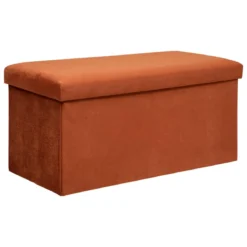 POUF PLIANT DOUBLE VELOURS LILOU AMBRE D.76X38CM
