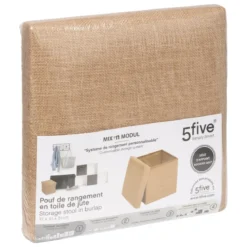 POUF PLIANT EFFET TOILE DE JUTE 31X31CM