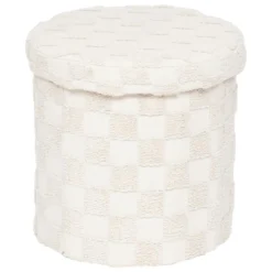 POUF PLIANT ROND TUFTE PASTI BLANC